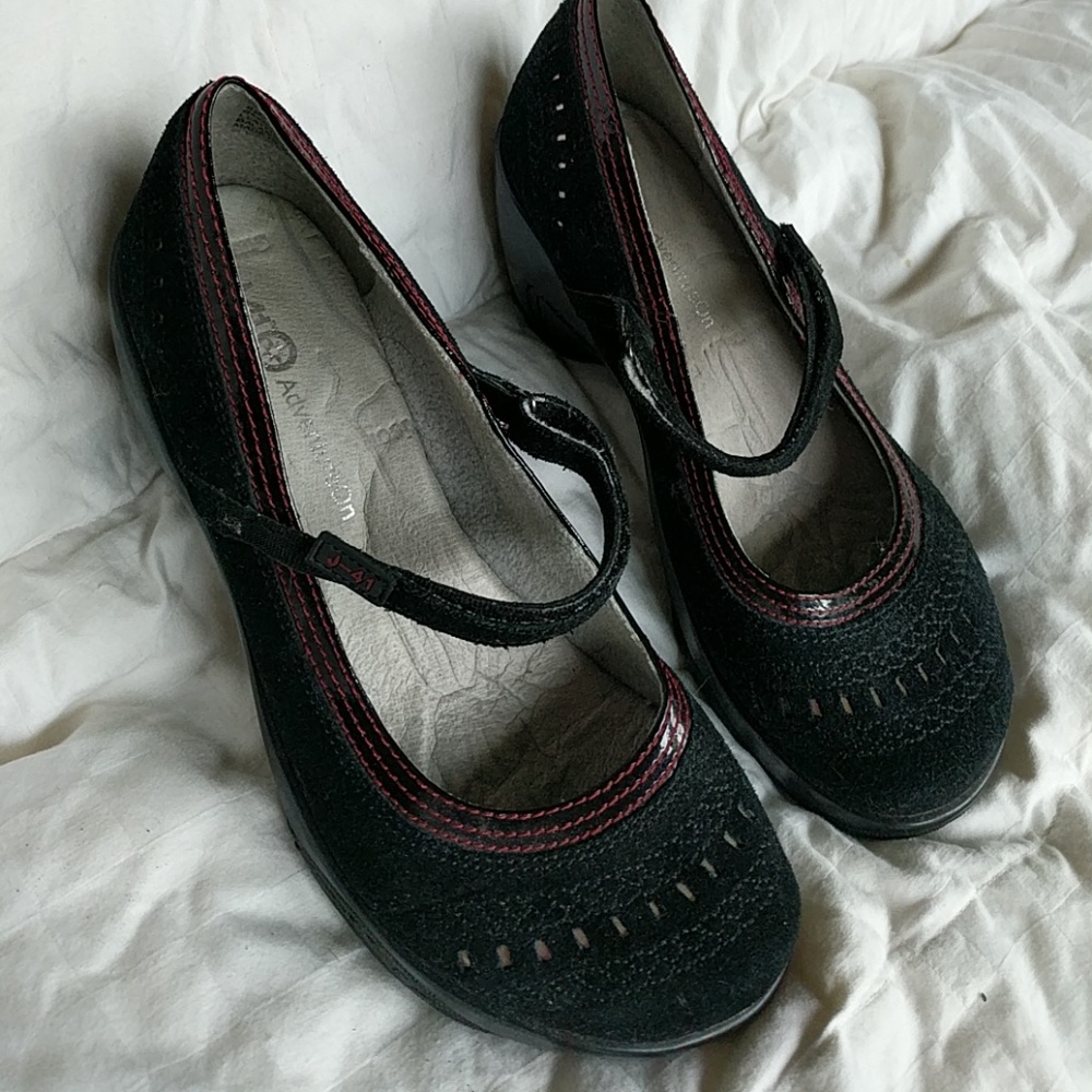 Black heeled maryjane mules